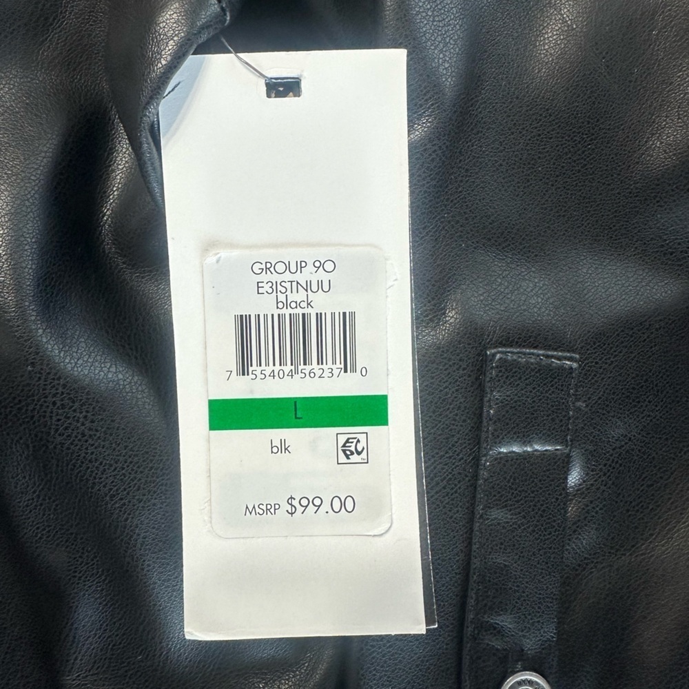 DKNY Jeans Women's Zip-Front Faux-Leather Long-Sleeve Shirt - Picture 10 of 12